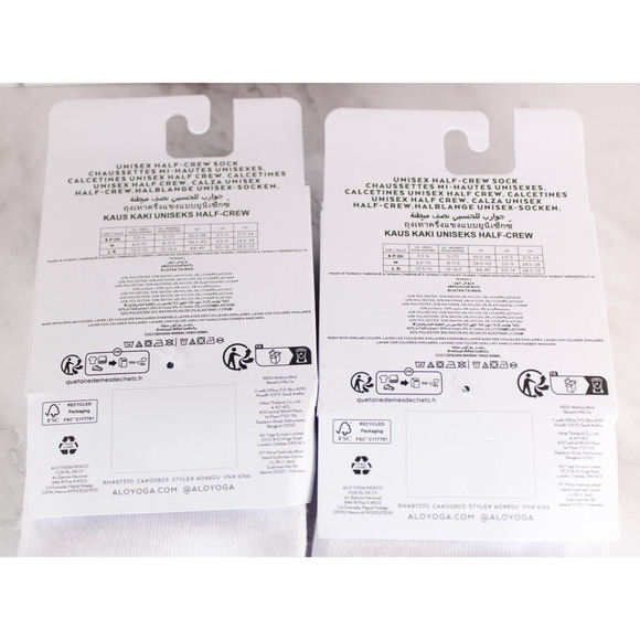 Alo Yoga Unisex Half Crew Throwback White Socks Set Bundle 2 pairs BNWT - Picture 7 of 7